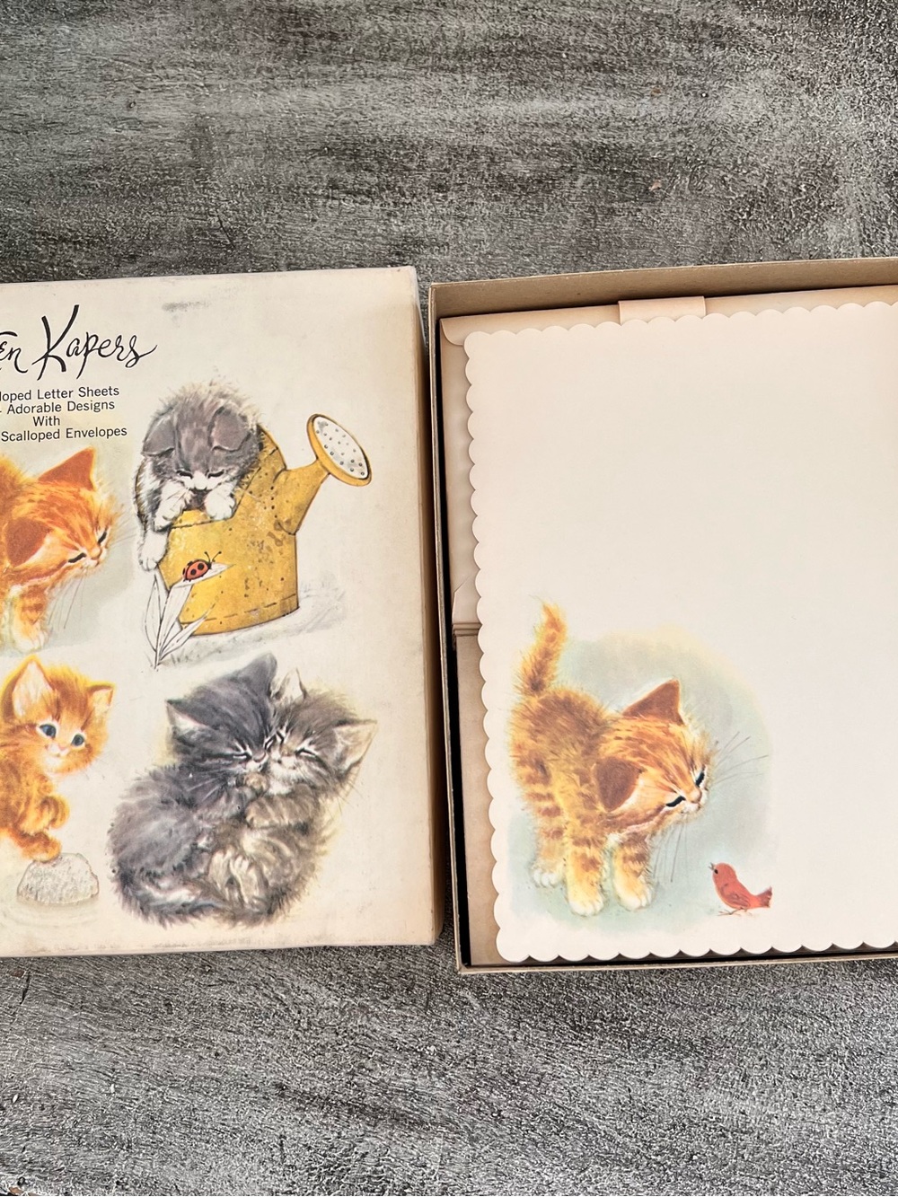Vintage Kitten Kapers Stationery Set Kitty Cats- 20 Sheets 16 Envelopes